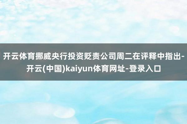 开云体育　　挪威央行投资贬责公司周二在评释中指出-开云(中国)kaiyun体育网址-登录入口