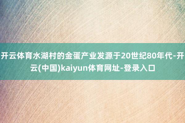 开云体育水湖村的金蛋产业发源于20世纪80年代-开云(中国)kaiyun体育网址-登录入口