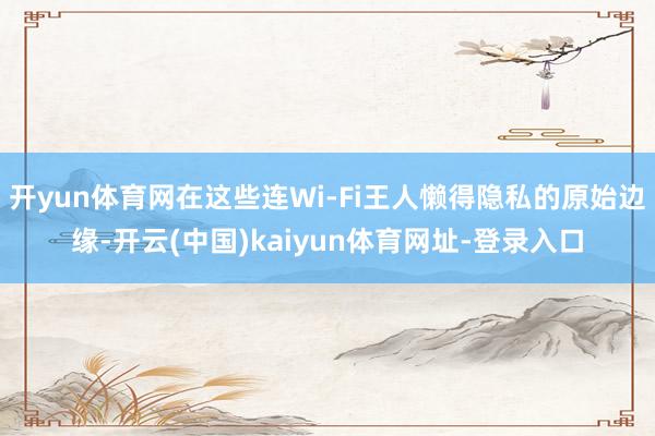 开yun体育网在这些连Wi-Fi王人懒得隐私的原始边缘-开云(中国)kaiyun体育网址-登录入口